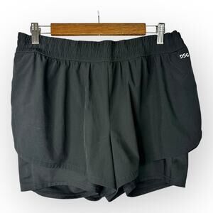 DSG Womens size Large 2 in 1 Running Shorts Black Athletic TrainingWorkout
